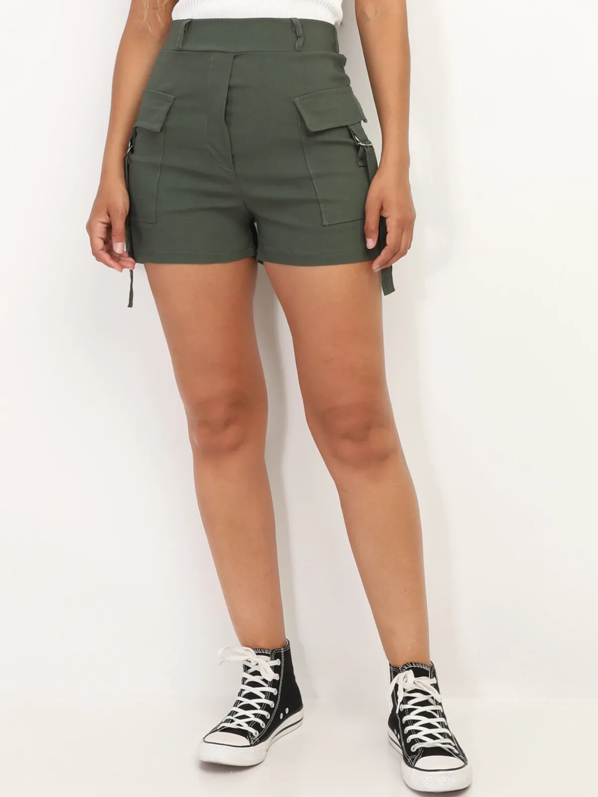 Clearance La Modeuse Short cargo avec sangles à anneaux Kaki