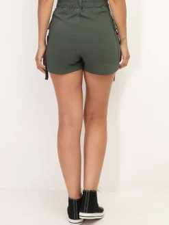 Clearance La Modeuse Short cargo avec sangles à anneaux Kaki
