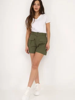 New La Modeuse Short cargo ceinturé Kaki