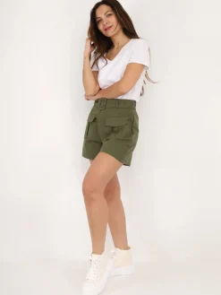 New La Modeuse Short cargo ceinturé Kaki