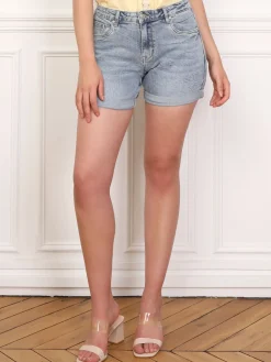 Sale La Modeuse Short en denim délavé Bleu