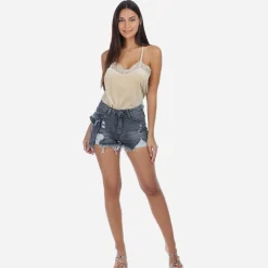 New La Modeuse Short en jeans avec poche amovible Gris