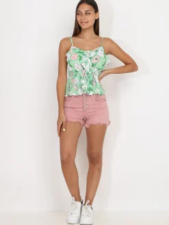 Hot La Modeuse Short en jeans effiloché Rose