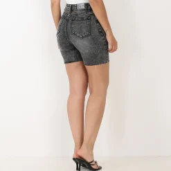 La Modeuse Short en jeans effiloché Gris