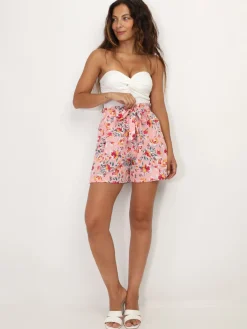 Hot La Modeuse Short fluide à imprimé floral Rose