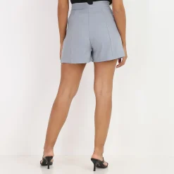 Sale La Modeuse Short taille haute à boutons BleuClair