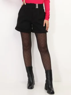La Modeuse Short taille haute style paperbag Noir