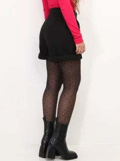 La Modeuse Short taille haute style paperbag Noir