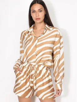 Online La Modeuse Short texturé à motif zébré Taupe