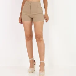 Outlet La Modeuse Short texturé style chambray Camel