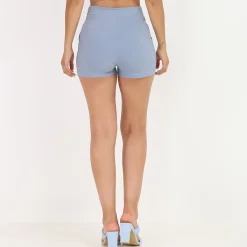 Hot La Modeuse Short texturé style chambray BleuClair