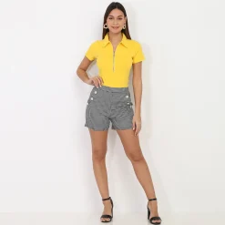 La Modeuse Short vichy à boutons