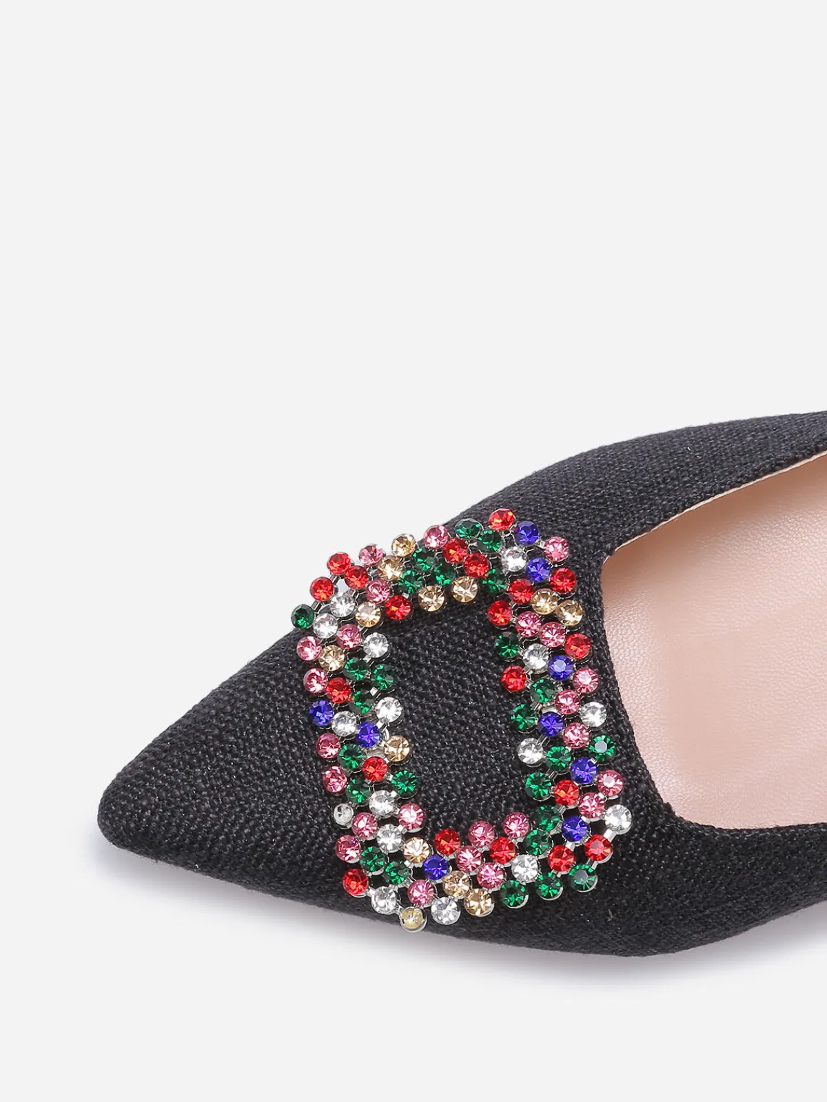 Hot La Modeuse Slingbacks en tweed avec broche à strass Noir