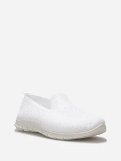 Outlet La Modeuse Slip-on en maille texturée Blanc