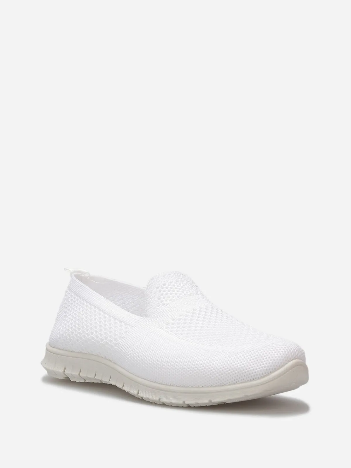 Outlet La Modeuse Slip-on en maille texturée Blanc