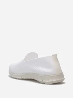 Outlet La Modeuse Slip-on en maille texturée Blanc