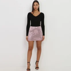 Outlet La Modeuse Sous pull cropped en maille côtelée Noir