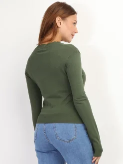Sale La Modeuse Sous-pull à col rond Kaki