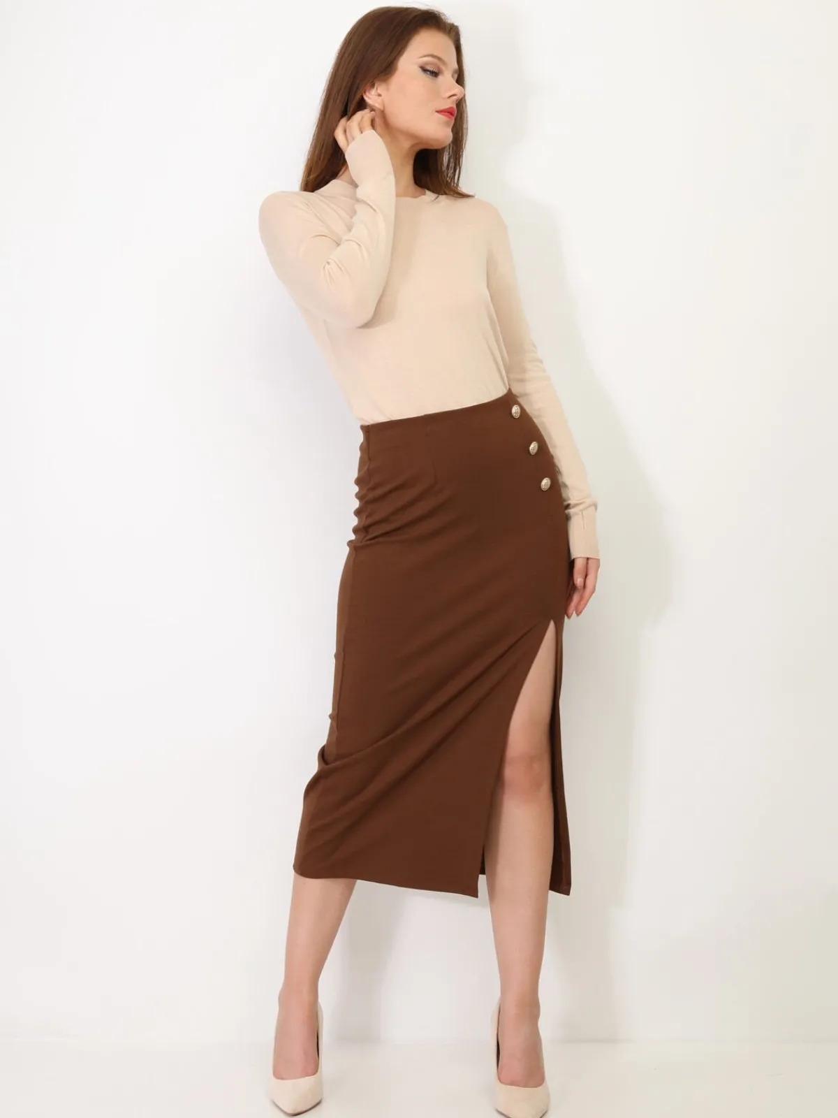 La Modeuse Sous-pull à col rond Beige