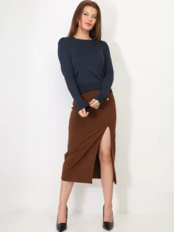 Outlet La Modeuse Sous-pull à col rond BleuMarine