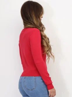 Outlet La Modeuse Sous-pull à col rond Rouge