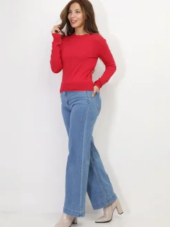 Outlet La Modeuse Sous-pull à col rond Rouge
