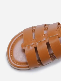 Outlet La Modeuse Spartiates à semelle crantée et bijou doré Camel