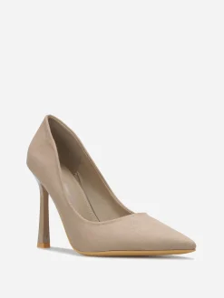 Outlet La Modeuse Stilettos en suédine à talon verni Taupe