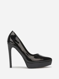 Clearance La Modeuse Stilettos pointus vernis à plateforme Noir