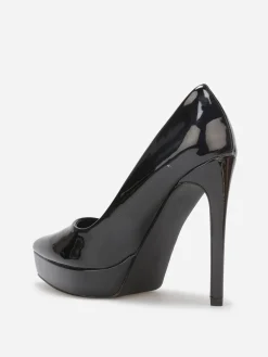 Clearance La Modeuse Stilettos pointus vernis à plateforme Noir