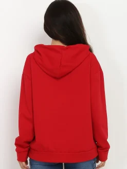 Hot La Modeuse Sweat à capuche et motifs géométriques Rouge
