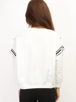 La Modeuse Sweat-shirt à volants contrastants Blanc