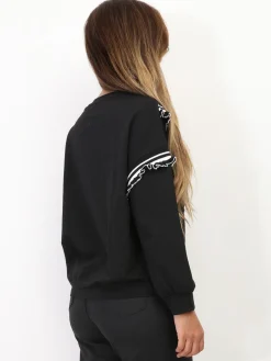 Clearance La Modeuse Sweat-shirt à volants contrastants Noir