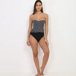 Online La Modeuse Tankini  à volants et pois Noir