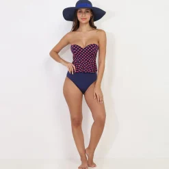 Online La Modeuse Tankini  à volants et pois Rouge