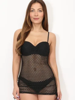 Best La Modeuse Tankini en maille résille Noir