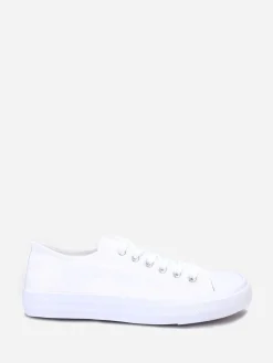 Outlet La Modeuse Tennis basses unies en toile Blanc