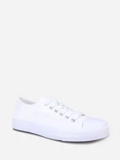 Outlet La Modeuse Tennis basses  unies en toile Blanc