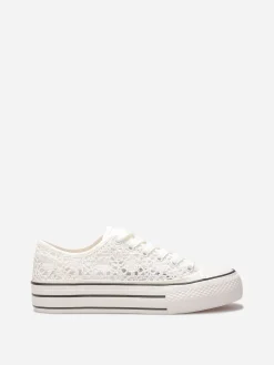 Sale La Modeuse Tennis en crochet à plateforme Blanc