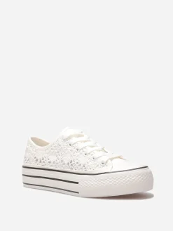Sale La Modeuse Tennis en crochet à plateforme Blanc