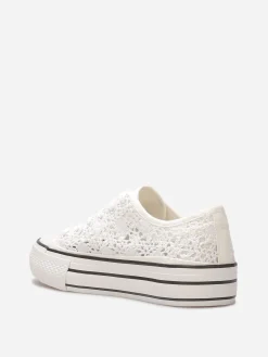 Sale La Modeuse Tennis en crochet à plateforme Blanc