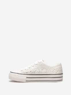 Sale La Modeuse Tennis en crochet à plateforme Blanc