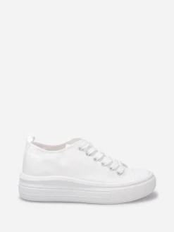 Clearance La Modeuse Tennis en toile à plateforme Blanc
