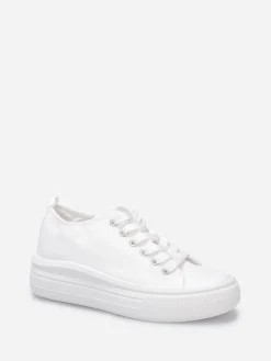Clearance La Modeuse Tennis en toile à plateforme Blanc