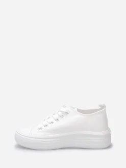 Clearance La Modeuse Tennis en toile à plateforme Blanc