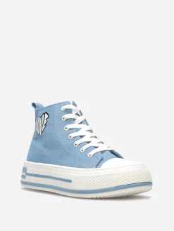 Clearance La Modeuse Tennis "Love" en denim avec plateforme Bleu
