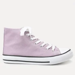 Outlet La Modeuse Tennis montantes en toile à lacets Violet