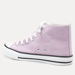 Outlet La Modeuse Tennis montantes en toile à lacets Violet