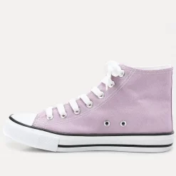 Outlet La Modeuse Tennis montantes en toile à lacets Violet