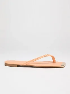 Discount La Modeuse Tongs à bout carré avec détail Orange